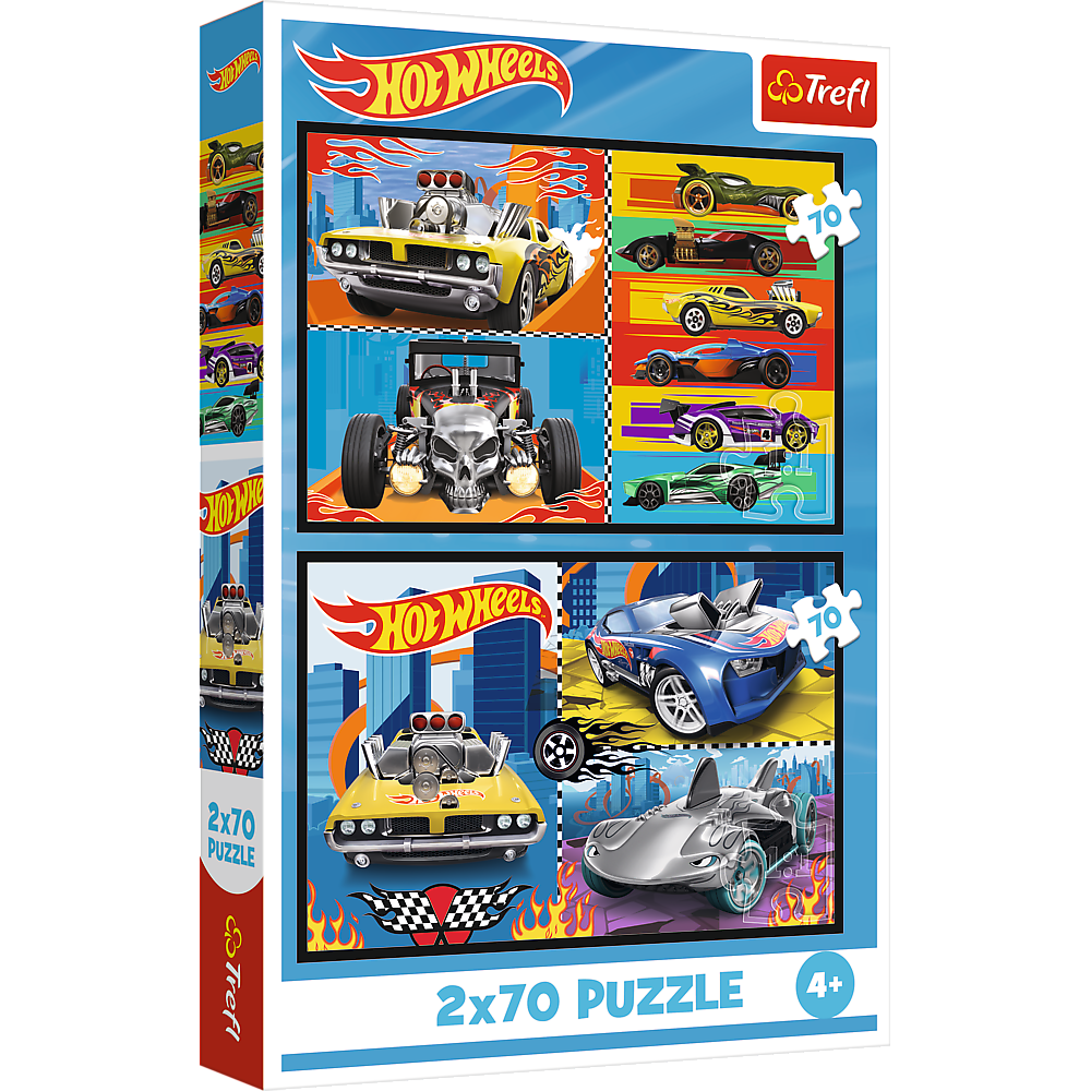 Puzzle 2x70 Auta Hot Wheels Trefl Puzzle — Celkový pohled