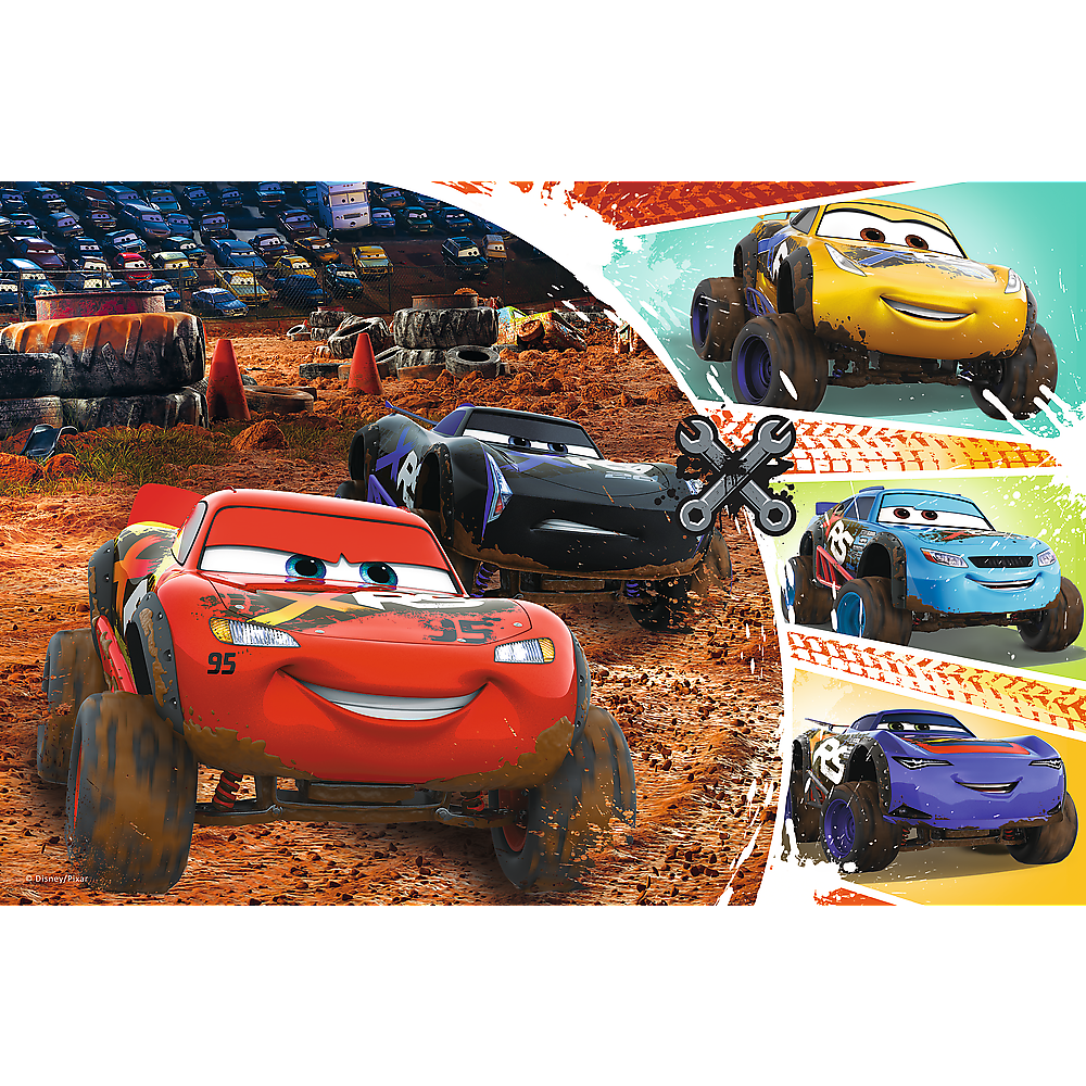 Puzzle Trefl - Blesk McQueen s přáteli - 60 dílků, série Disney Auta 3 — Detail
