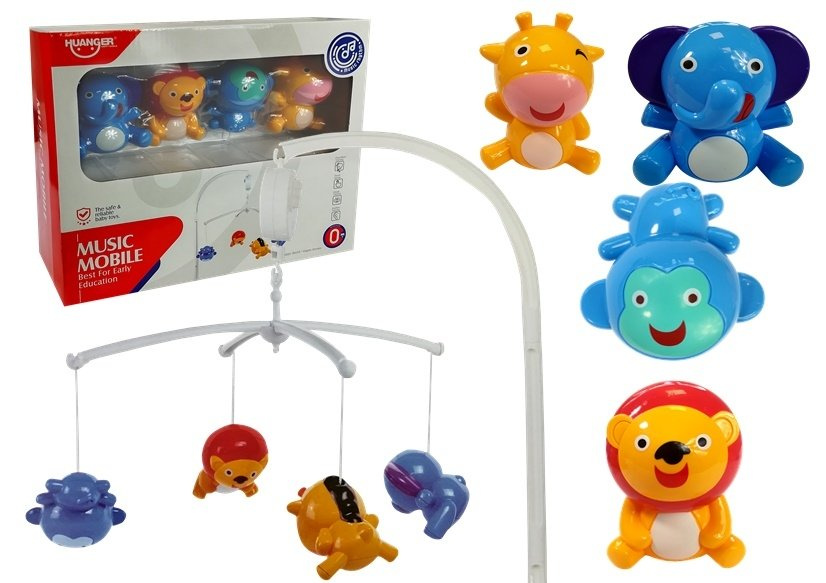 Kolotoč LEAN Toys s zvířátky a zvukem pro novorozence — Celkový pohled