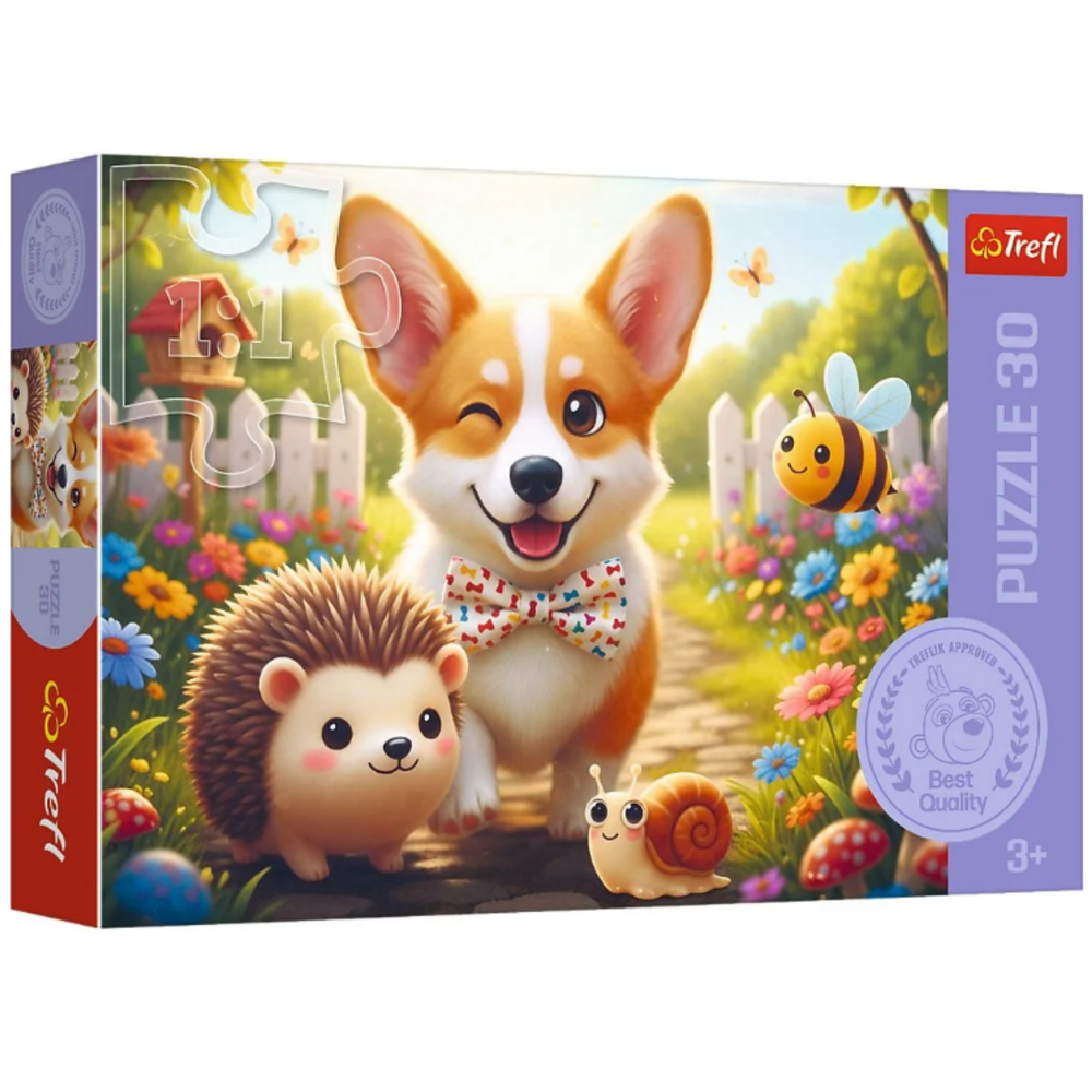 Detské puzzle s 30 dielikmi „Deň s corgi“ Trefl 18347