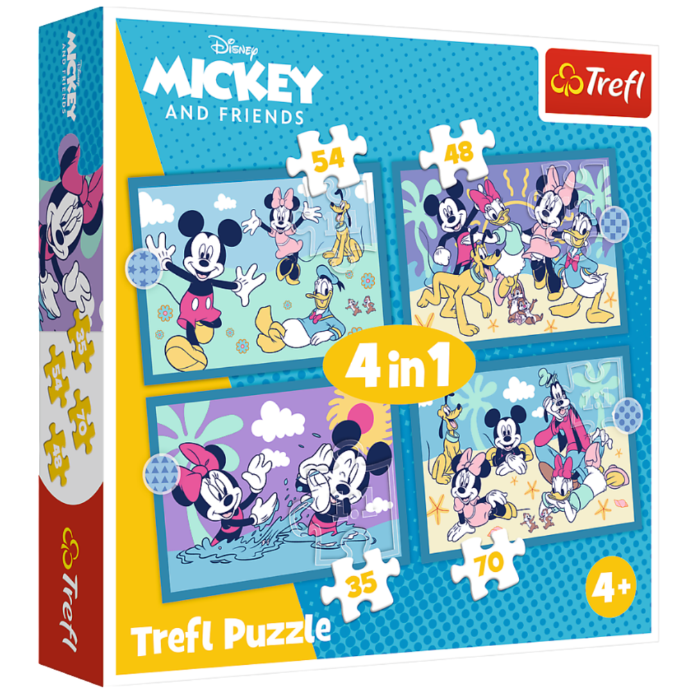 Trefl Puzzle 4 v 1 Mickey Mouse – Zábavné príhody, 35/48/54/70 dielov