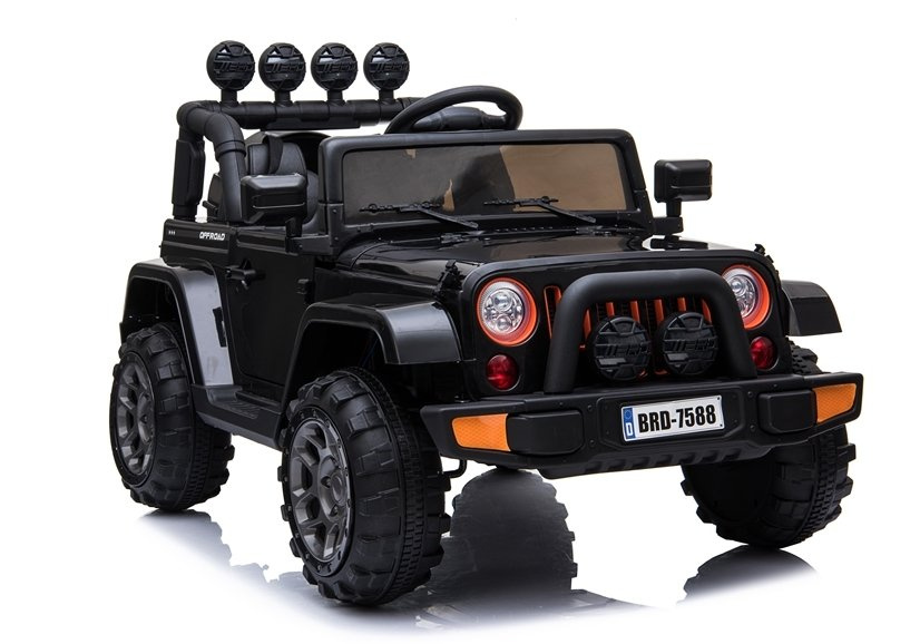 Detské elektrické autíčko Jeep LEAN Toys BRD-7588, čierne, 4x4, s akumulátorom