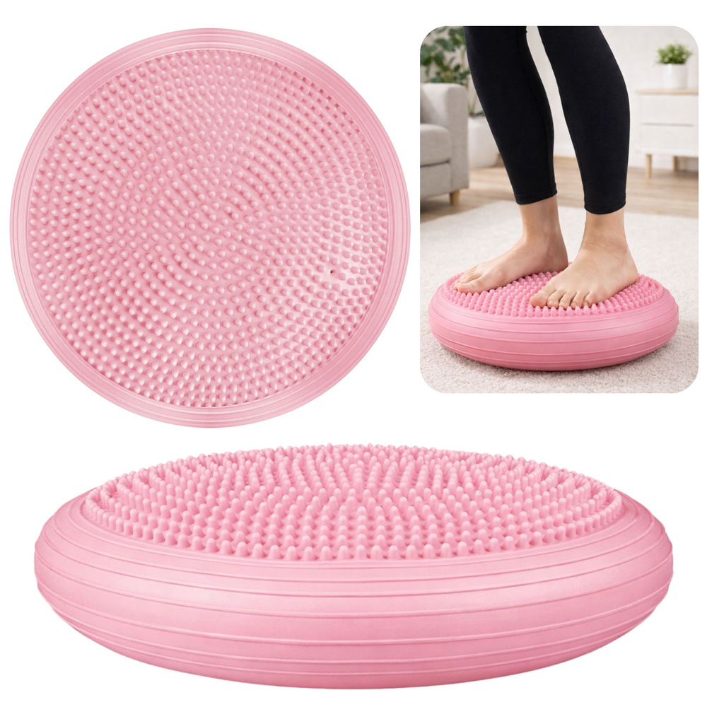 Senzomotorický balančný disk LEAN Toys 34 cm ružový – masážna podložka na cvičenie a rehabilitáciu