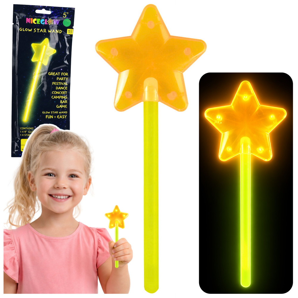 Fluorescenčná svietiaca tyčinka v tvare hviezdy, 22 cm (glow stick)