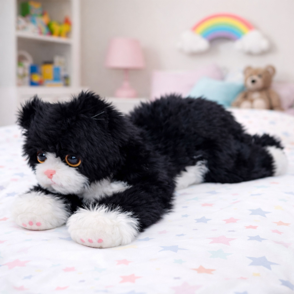 Plyšová kočka LEAN Toys, 38 cm, měkká a přítulná — Detail