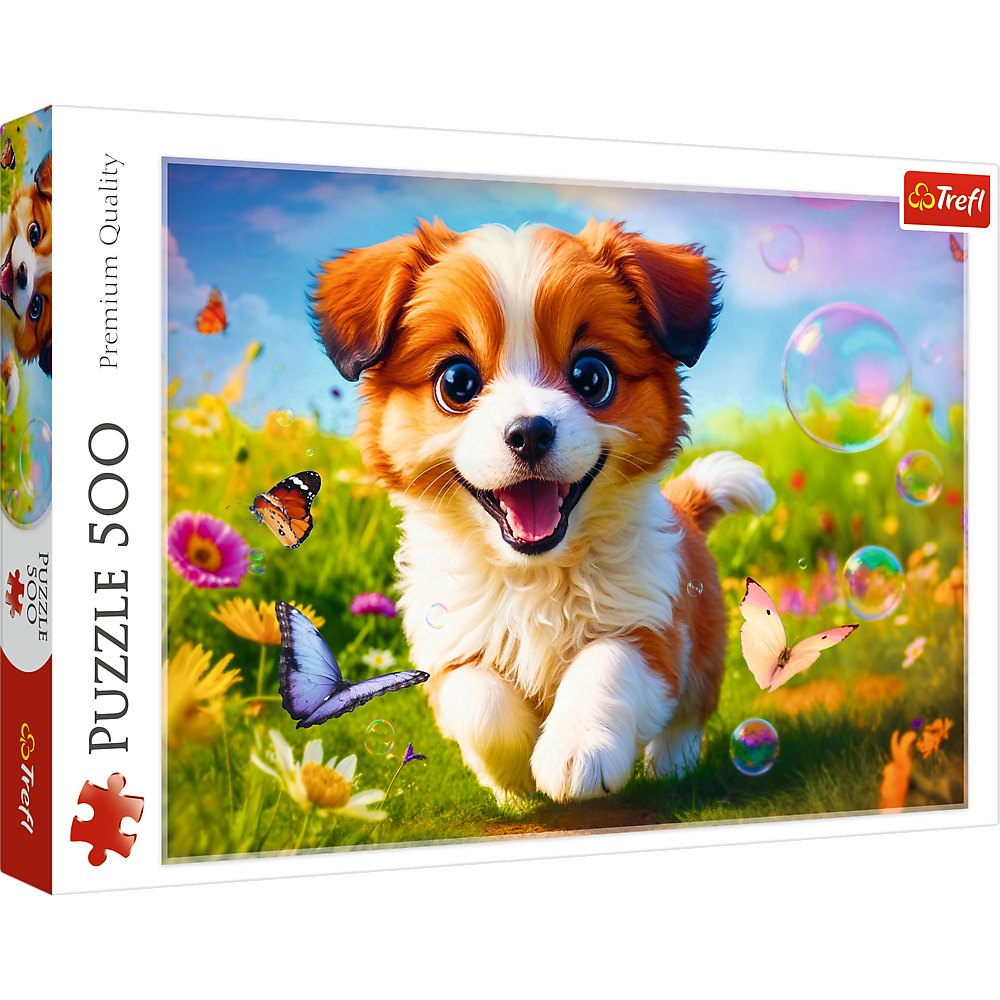 Puzzle Trefl 500 dílků – Veselý pejsek — Celkový pohled