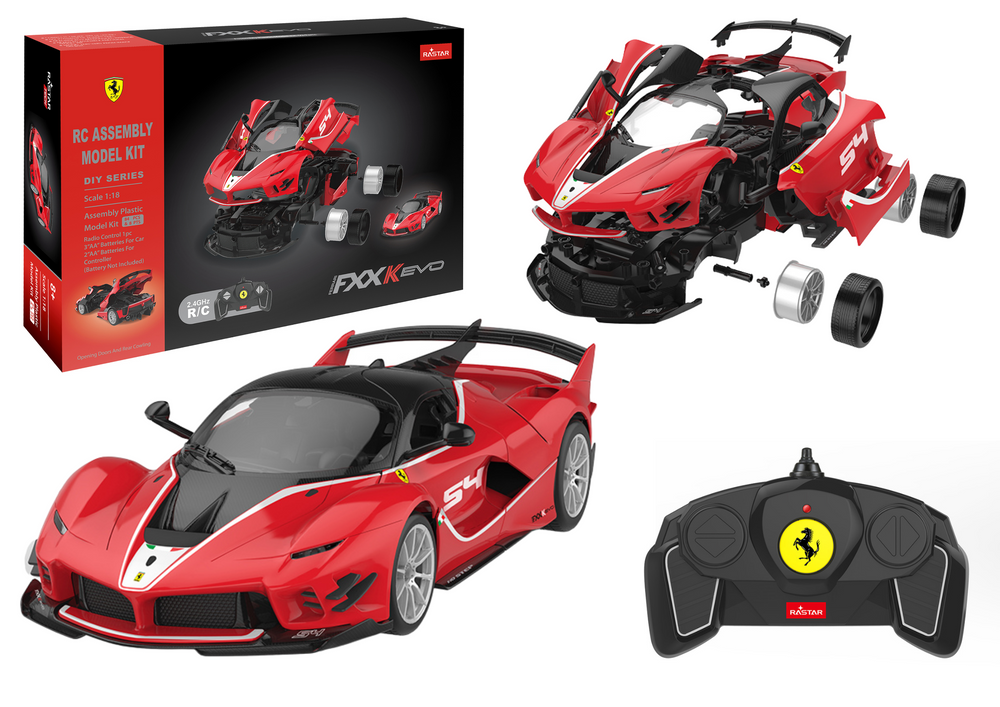 Stavebnice Auto Rastar 1:18 Ferrari FXXK EVO Červené 88 Dílků
