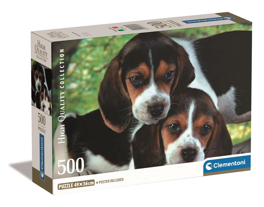 Clementoni Puzzle 500 dielov HQC – Šteniatka beagla, 49 × 36 cm