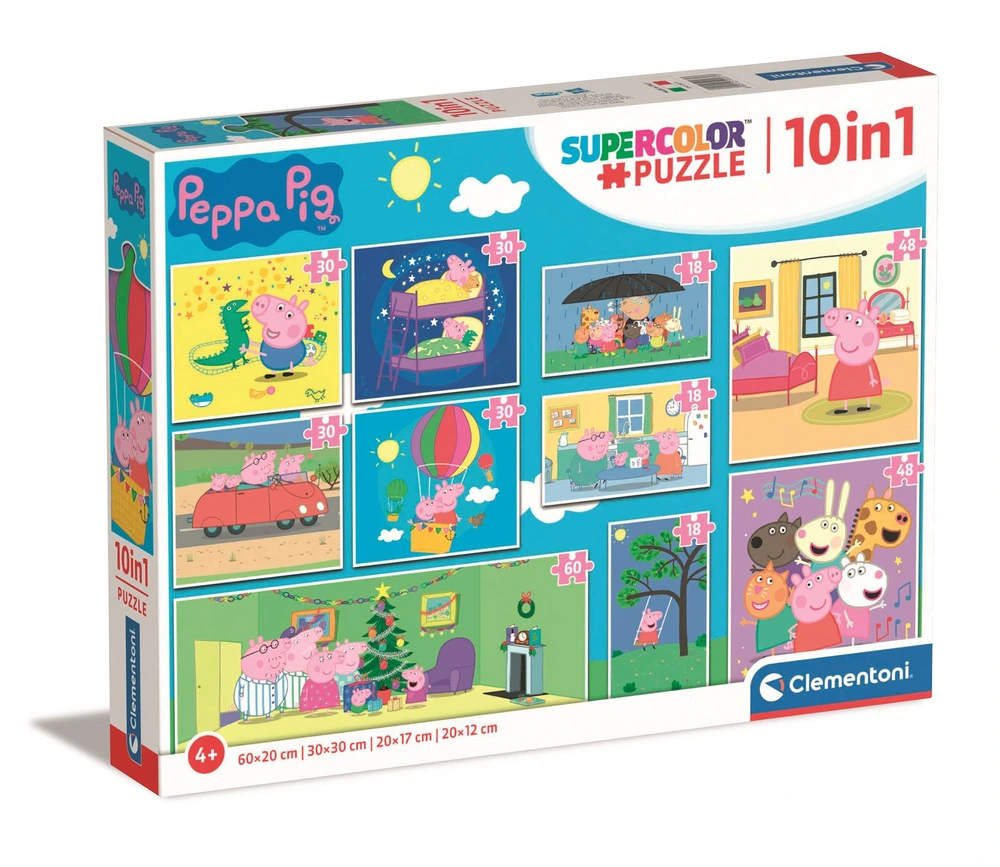 Clementoni Puzzle 10 v 1 Super Color Prasiatko Peppa (20271)