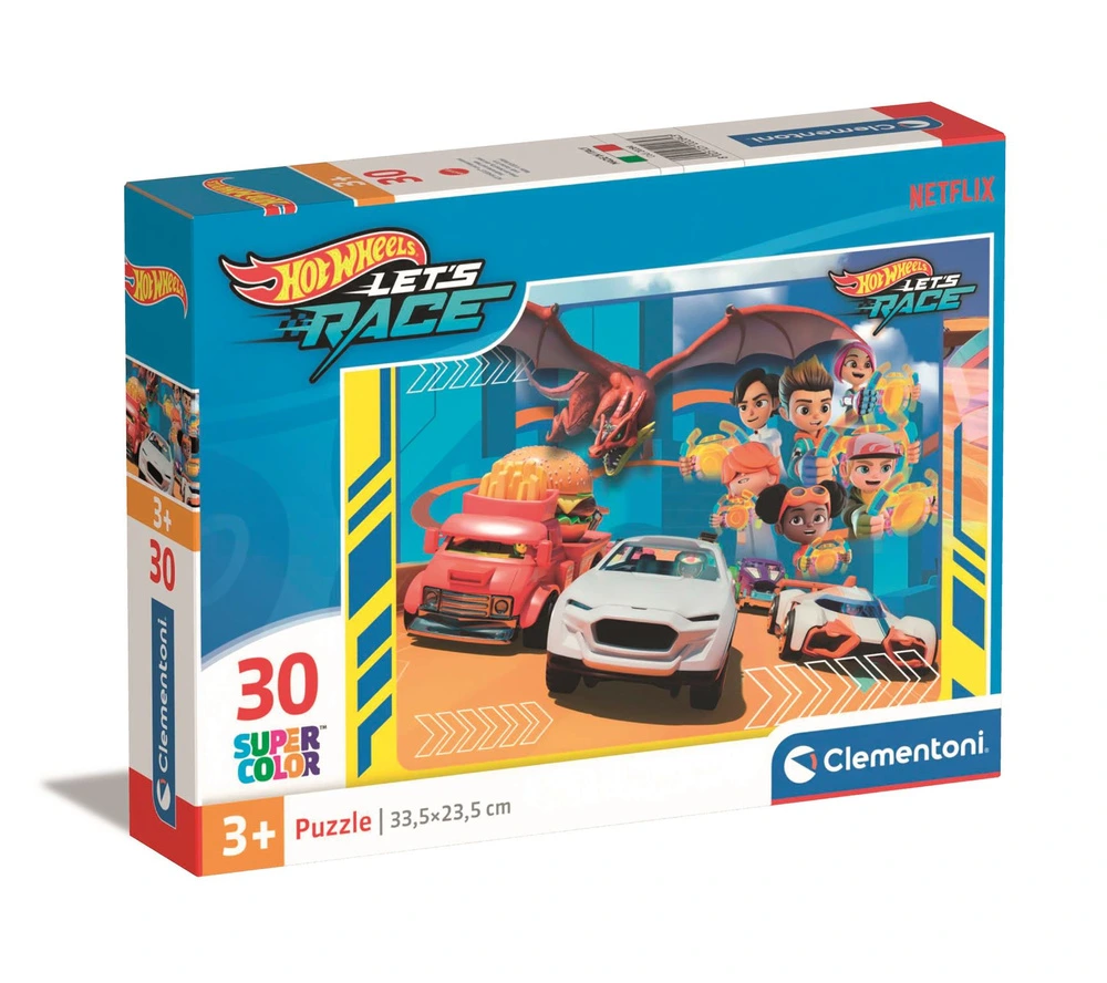 Clementoni Super Color Puzzle Hot Wheels 30 dílků 33,5×23,5 cm 3+ — Celkový pohled