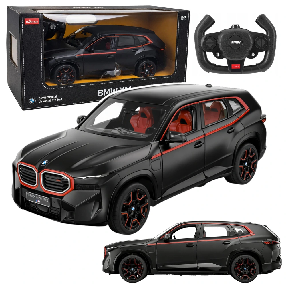 RC auto BMW XM Rastar 1:14 čierne, 2,4 GHz, otvárateľné dvere a svetlá