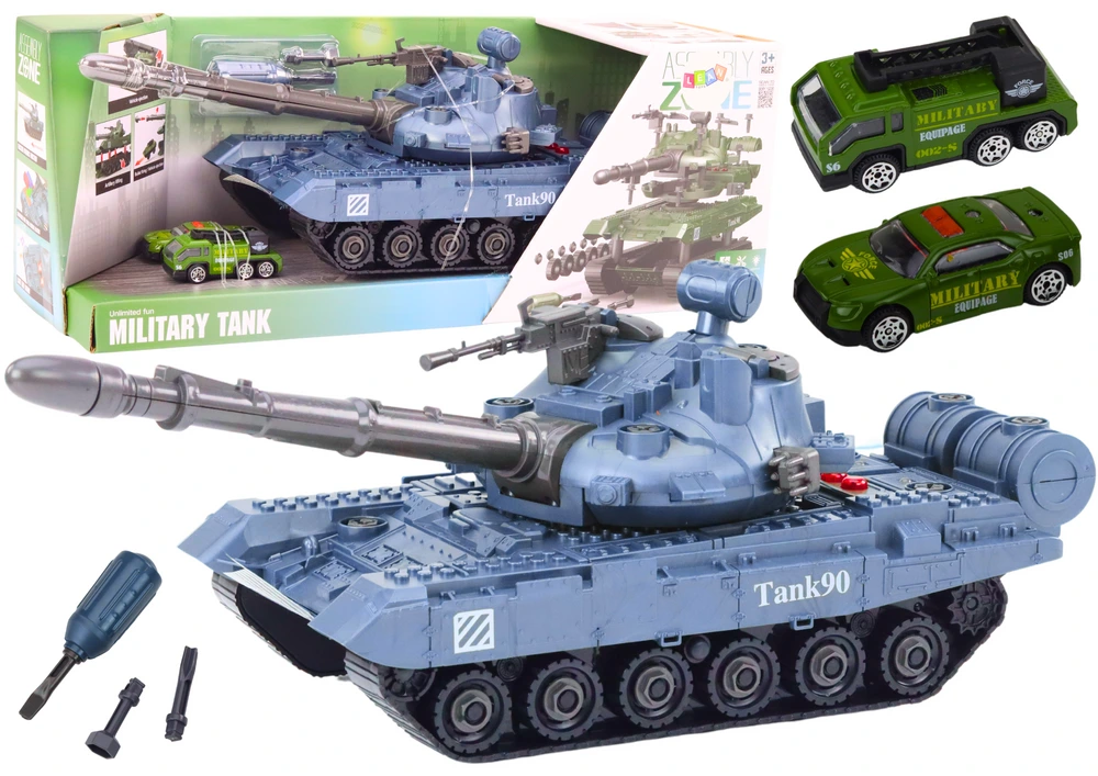 DIY Vojenské Vozidlo Tank na Rozložení Modrý Zvuky Sada Resoraki