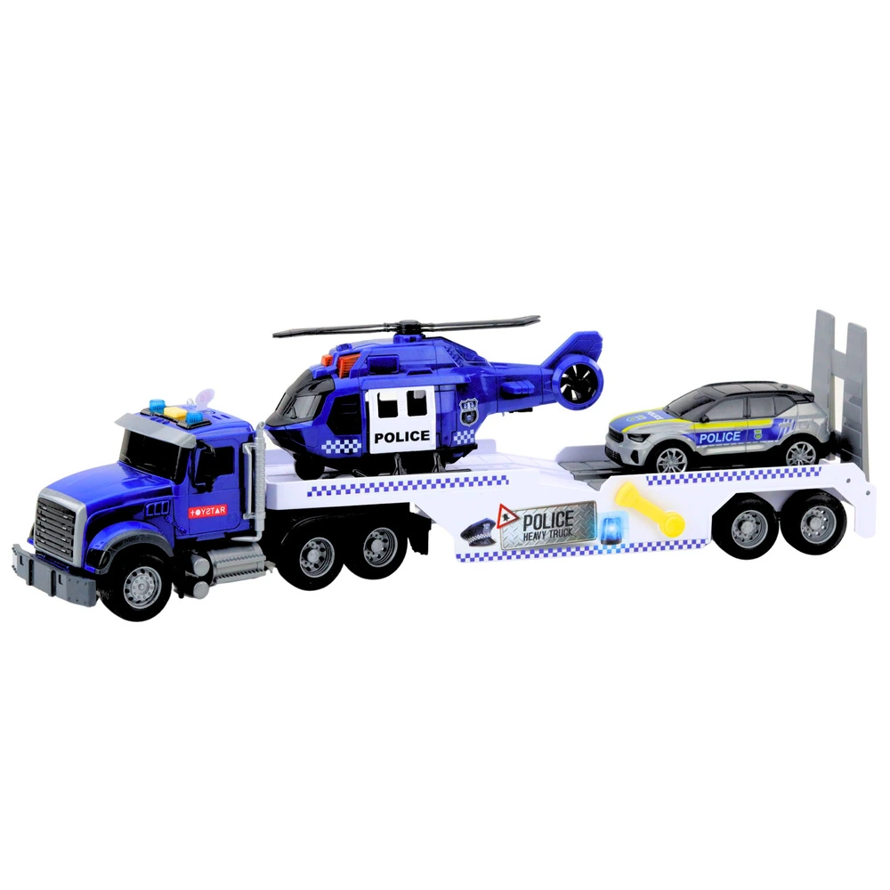 Policejní hra s kamionem, helikoptérou a autem od LEAN Toys, světelné a zvukové efekty, vhodné pro děti od 3 let — Detail vozidla