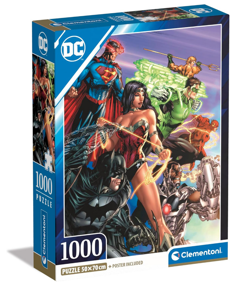 Clementoni Compact puzzle DC Comics Komiksový plakát 1000 dílků 50×70 cm 39852 — Celkový pohled