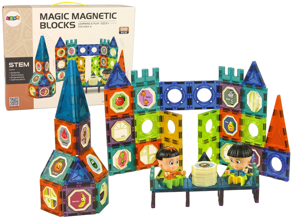 Magnetické 3D kostky Stavebnice Hrad a Ruské kolo 98 částí
