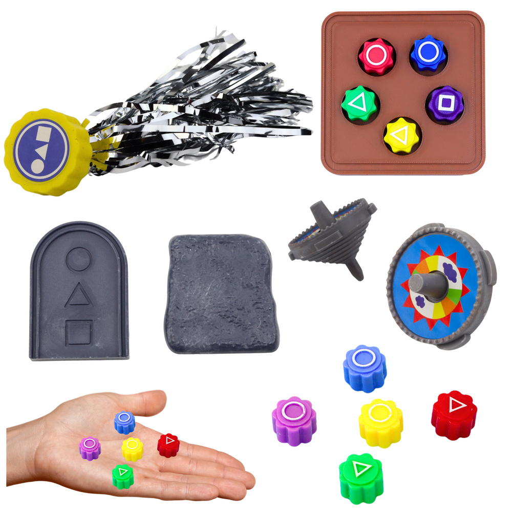 Sada 4 hier Squid Game – tradičné kórejské hry: kocky, vreteno