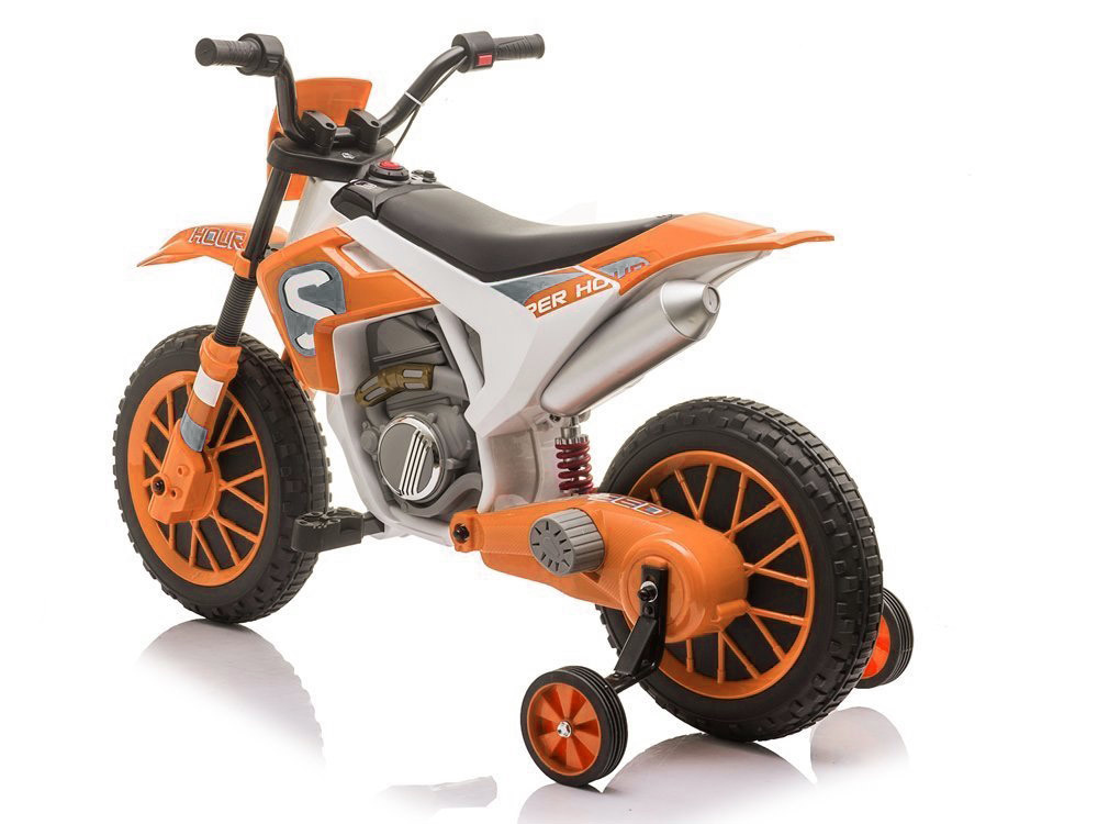 Elektrická motorka LEAN Toys XMX616 oranžová 2x35W 30 kg 4,2-6,4 km/h — V provozu