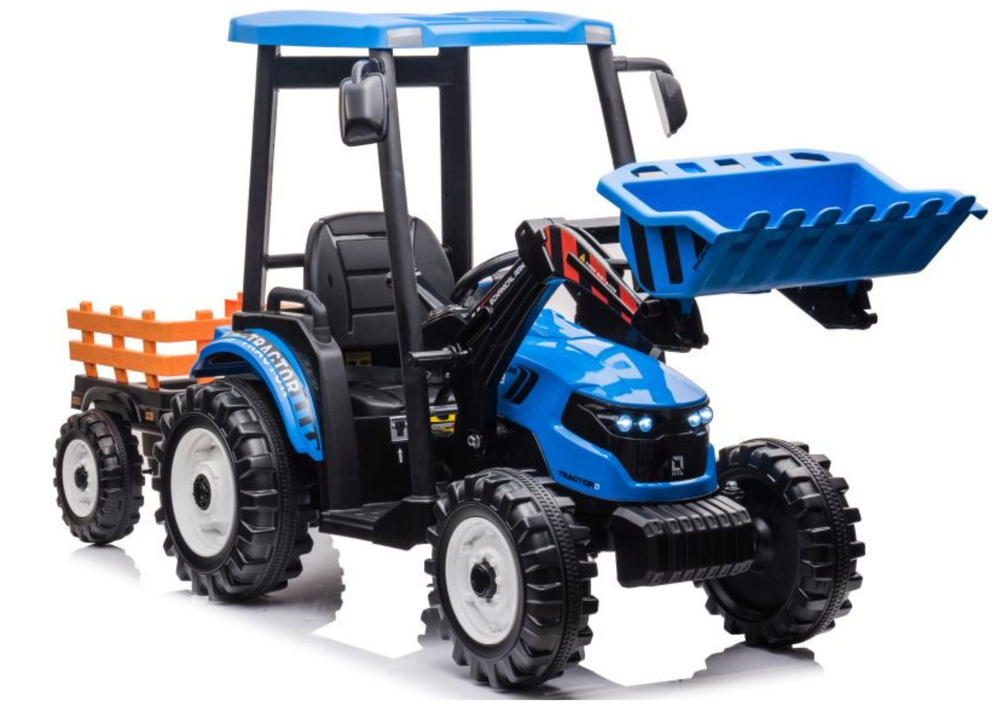 Dětský Elektrický Traktor Hercules Modrý 24V s Přívěsem a Dálkovým Ovládáním