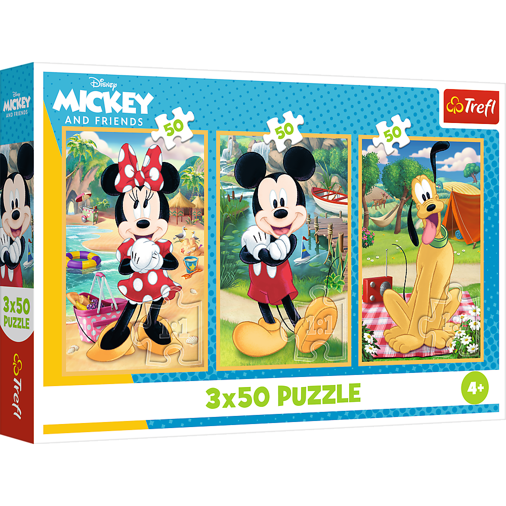 Puzzle Trefl - 3x50 dílků - Myska Miki, Minnie a Pluto — Celkový pohled