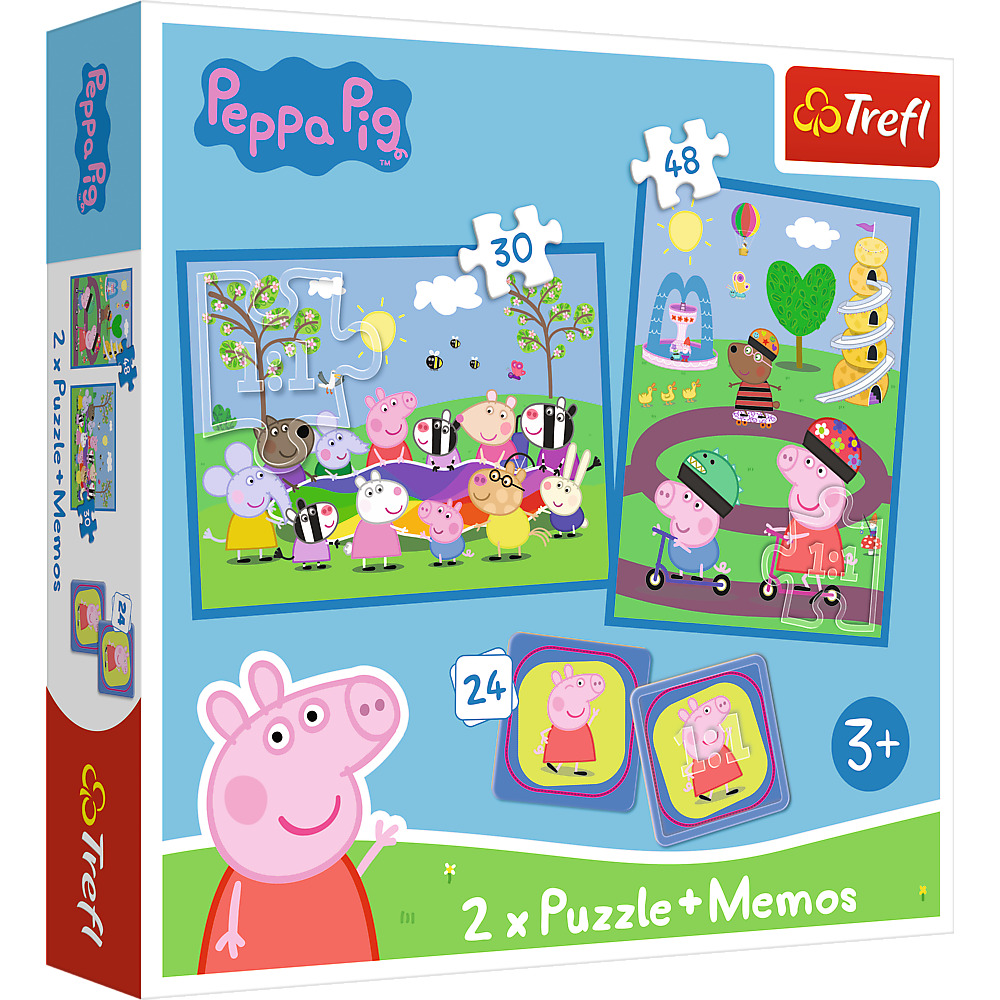 Puzzle 2v1 + memos Trefl Puzzle s Prasátkem Peppou — Celkový pohled