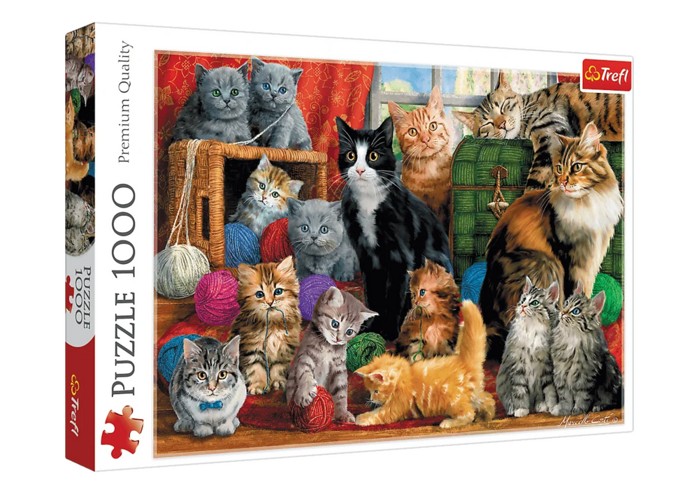 Puzzle 1000 dílků Kočičí setkání Trefl Puzzle — Celkový pohled