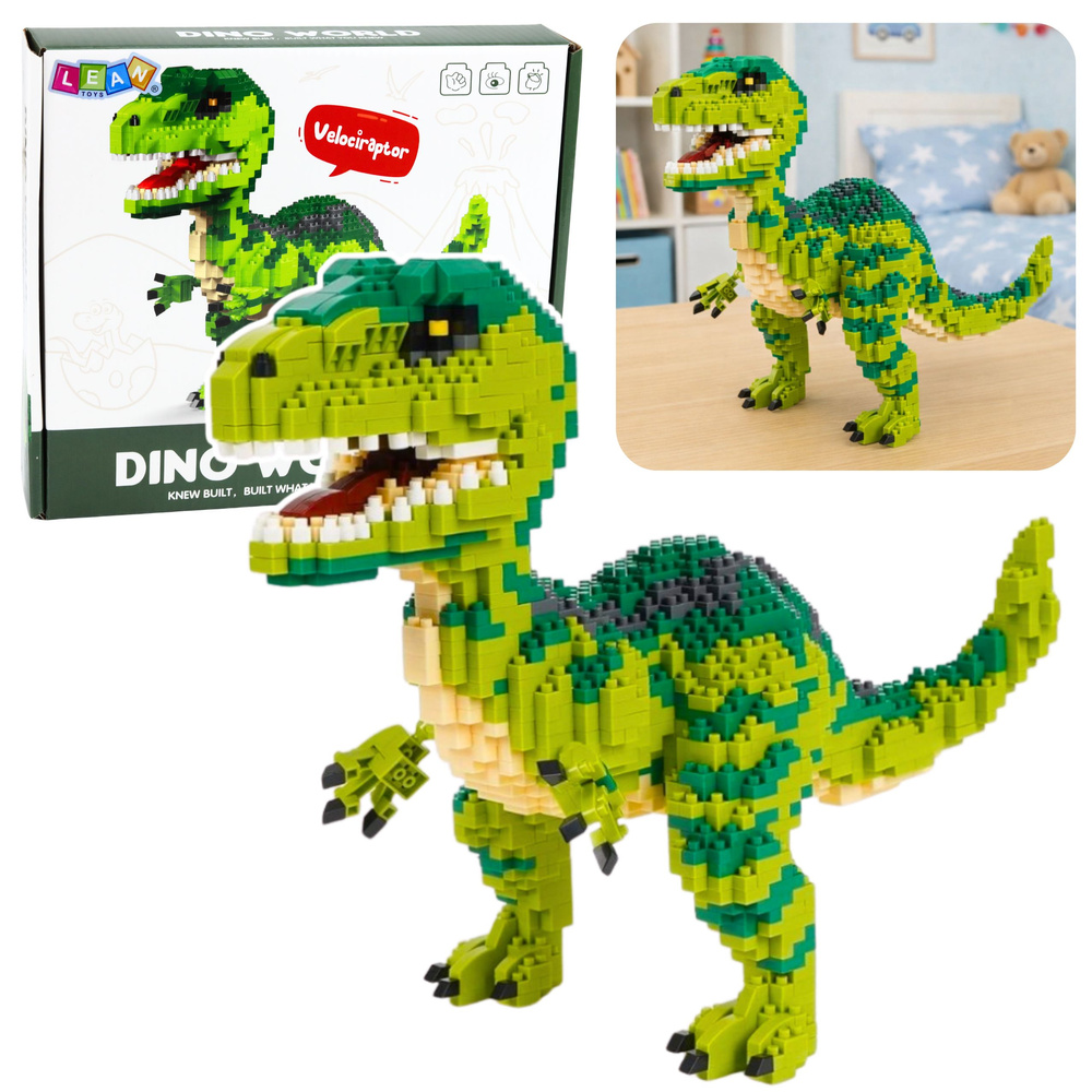 Konštrukčná stavebnica 3D Velociraptor – 1457 diel, figúrka dinosaura 14+