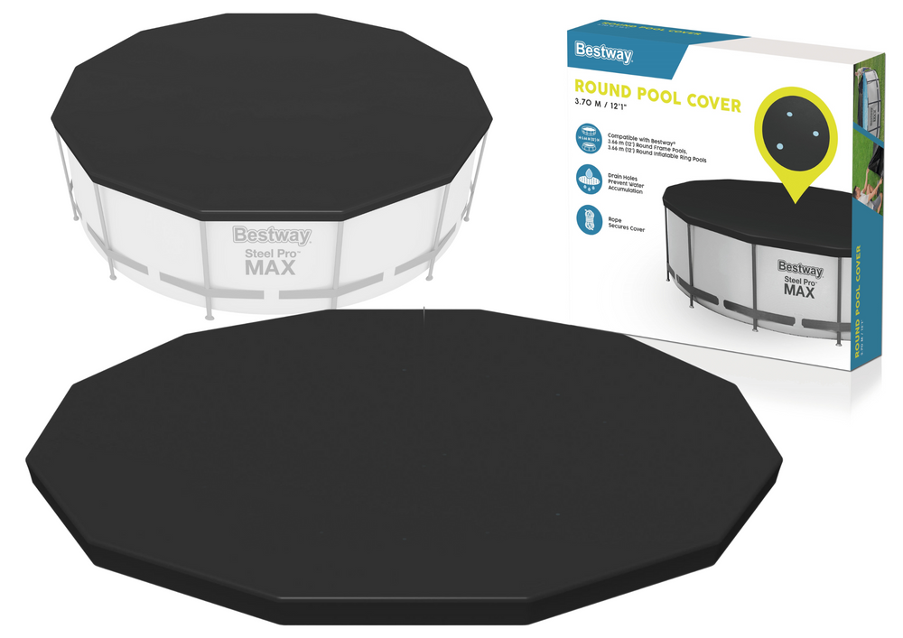 Kryt na rámový bazén Bestway 58037 366 cm, PVC 0,22 mm, černý