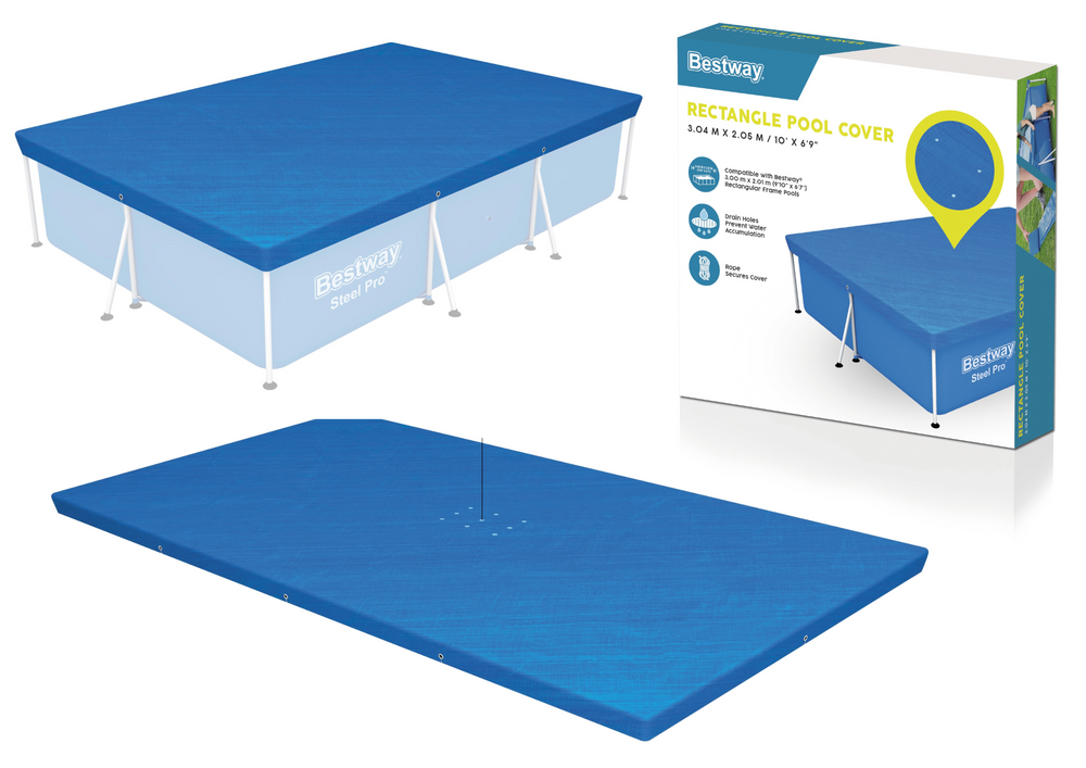 Kryt na bazén Bestway 58106 - 300x201cm PVC s upínacími šnúrami pre ochranu a izoláciu