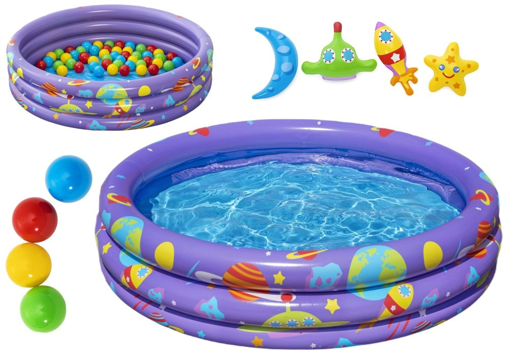 Nafukovací bazén Bestway s míčky 102×25 cm - tříkruhový design pro děti od 2 let