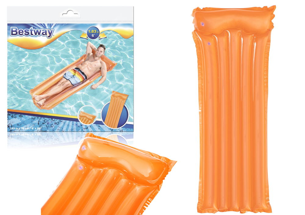 Nafukovacia matrac Bestway, oranžová, 183 × 76 cm, s vankúšom, nosnosť 90 kg