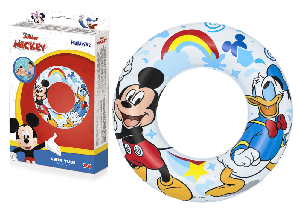 Nafukovací plavecký kruh Mickey Mouse 56 cm Bestway - odolné PVC pro děti 3-6 let