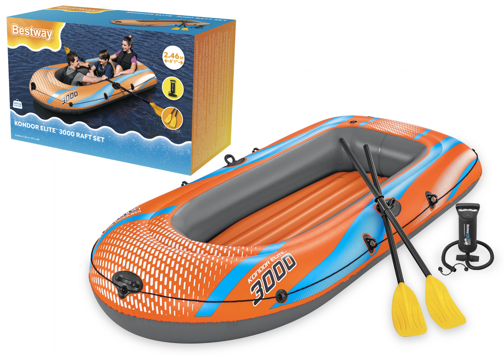 Nafukovací člun Bestway 61145 pre 3 osoby 246×122 cm s nafukovací podlahou a vesly