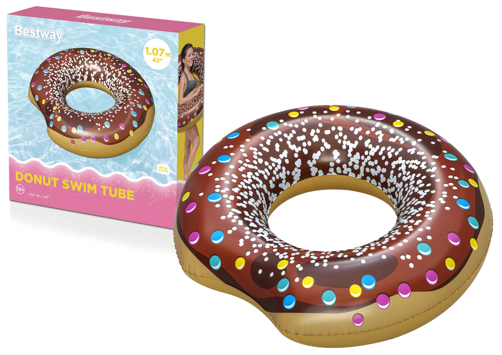Nafukovací kruh Donut hnědý 107 cm Bestway - stylová vodní zábava pro děti i dospělé