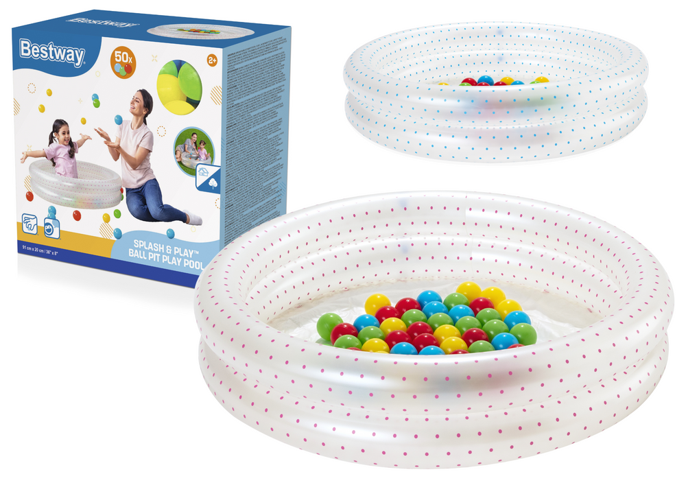 Nafukovací zahradní bazén s míčky Bestway 51141 průhledný 91×20 cm od 2 let s 50 míčky
