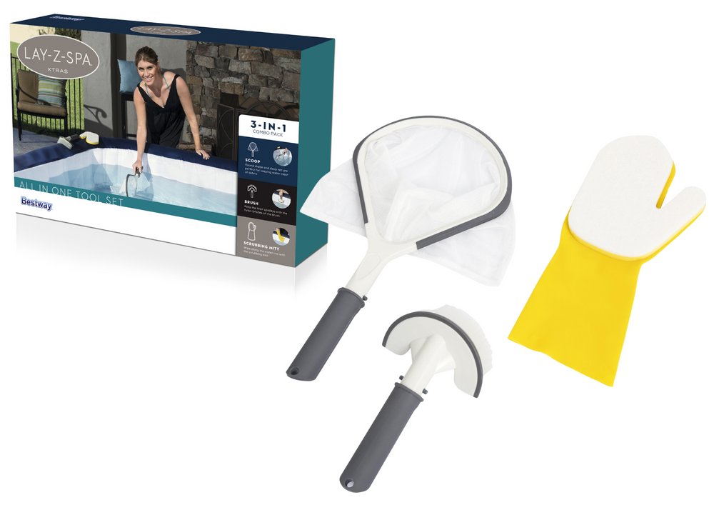 Sada na čistenie SPA Bestway 60310 - 3 kusy sietka kartáč rukavice pre vírivé bazény