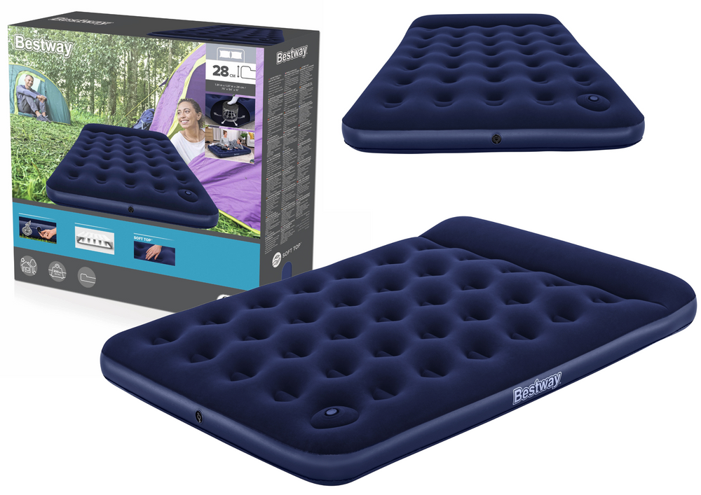 Nafukovacia matrace Bestway 191×137 cm s vestavenej pumpou a flokovaným povrchom - nosnosť 300 kg