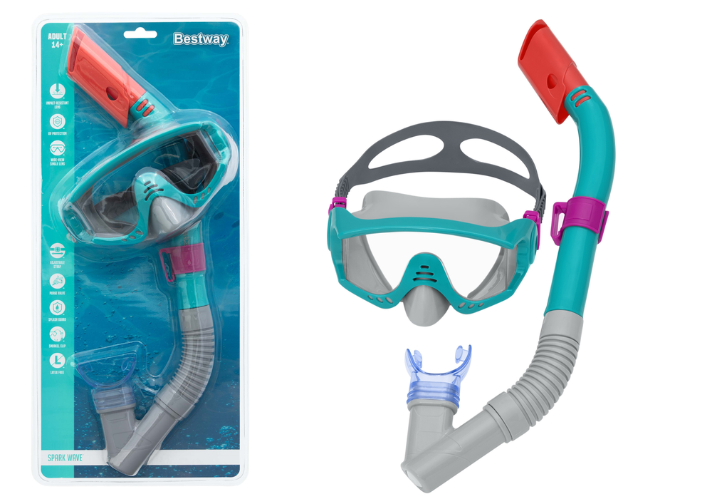 Potápanie sada Bestway 24068 - maska s šnorchlem pre deti 14+ rokov s UV ochranou a Splash Guard