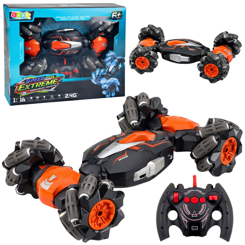 RC auto Extreme Twist 1:16 s diaľkovým ovládaním 2,4 GHz, akrobatické manévre o 360°, oranžové