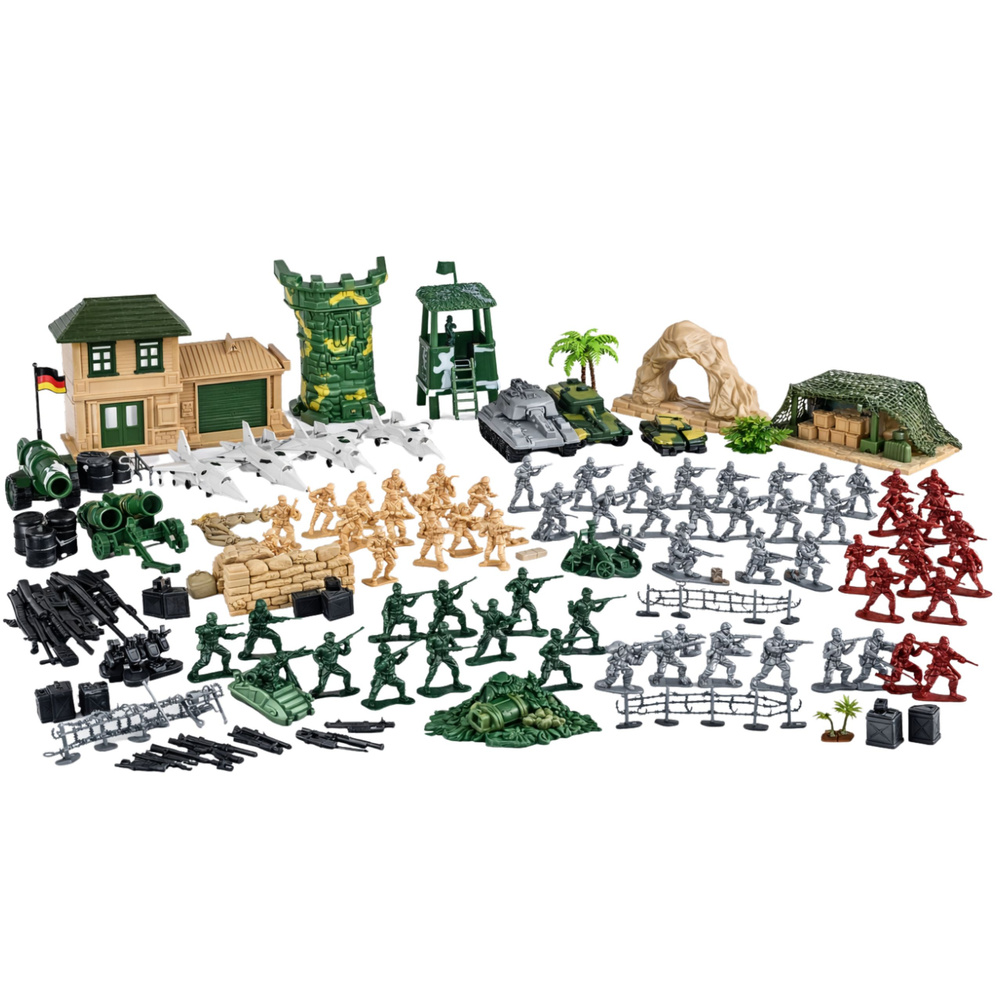 Vojenská sada 300 kusů – vojáci, vozidla a zbraně, 3+, LEAN Toys — Detail sady