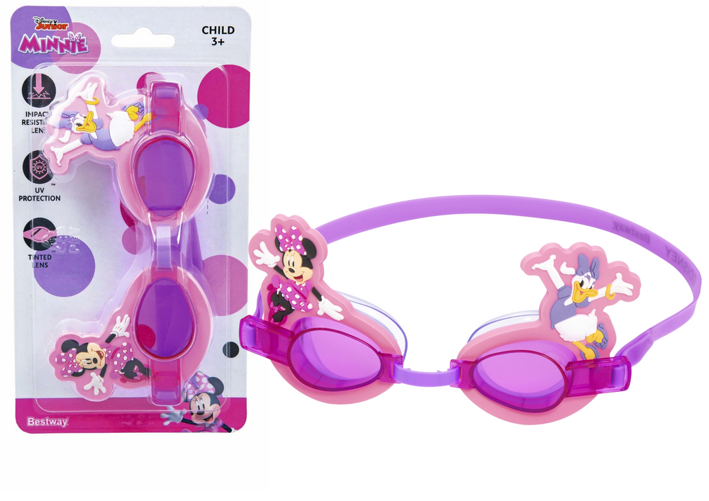 Detské plavecké brýle Minnie Mouse ružové Bestway - vek od 3 rokov s UV ochranou a nastaviteľným pásom