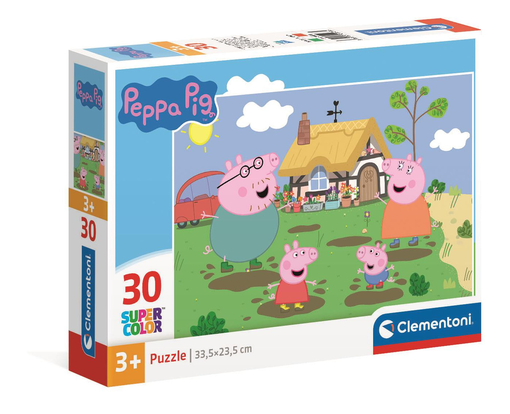 Clementoni Super Color puzzle Prasátko Peppa 30 dílků 33,5 × 23,5 cm — Celkový pohled