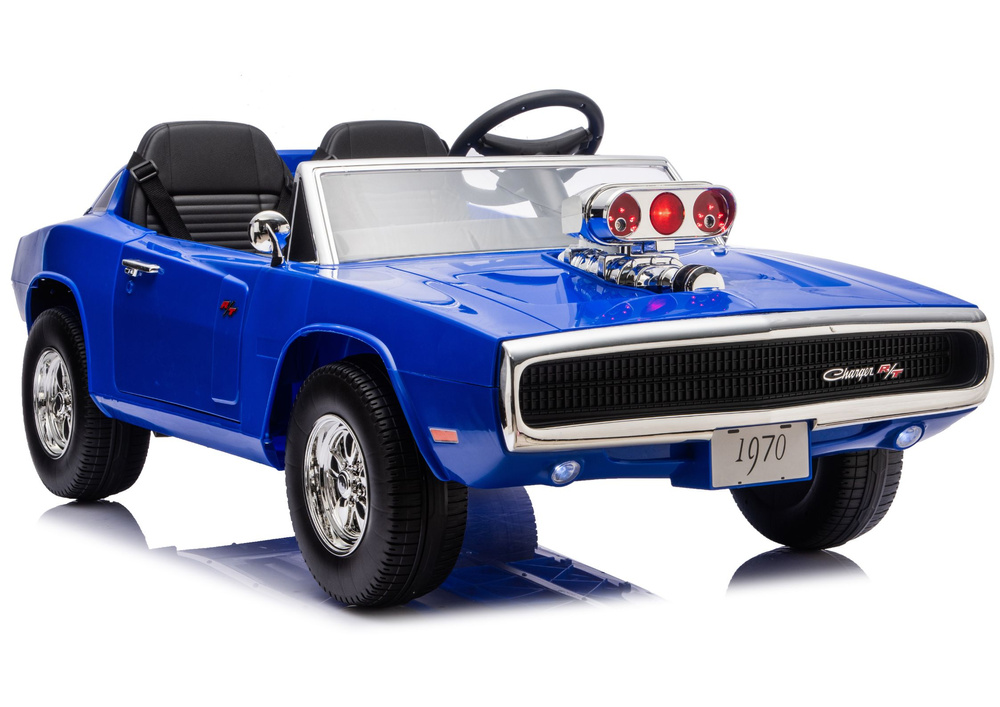 Detské elektrické auto Dodge Charger R/T DLS-K12 modré – 24 V, 7 Ah, 2×200 W, kolesá z EVA, diaľkové ovládanie