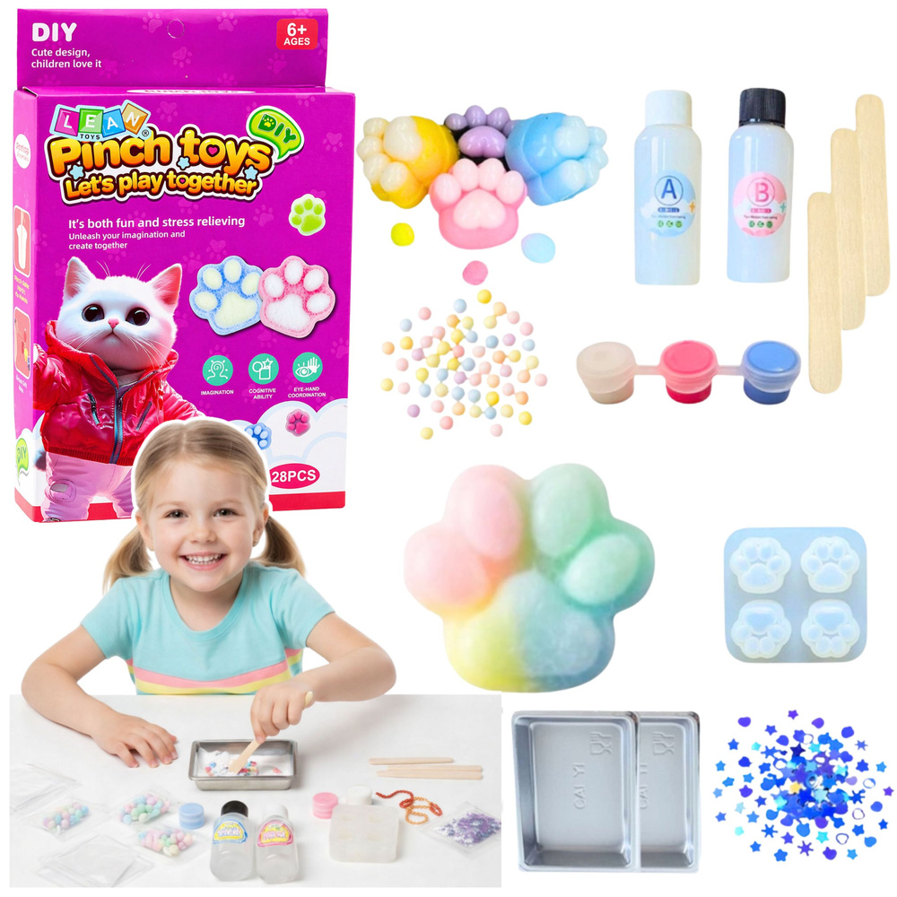 Kreatívna sada na výrobu squishy hračiek „Mačacie labky“, 28 dielov