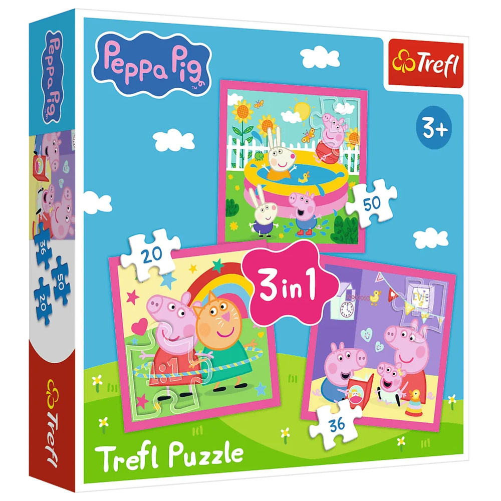 Skládačka 3v1 Trefl Puzzle – Peppa a přátelé, 3 motivy, pro děti od 3 let — Celkový pohled