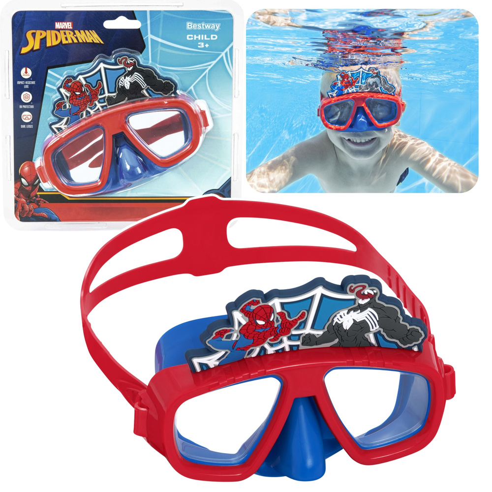 Detská potápačská maska Bestway Spider-Man 98023, červeno-modrá, 3+