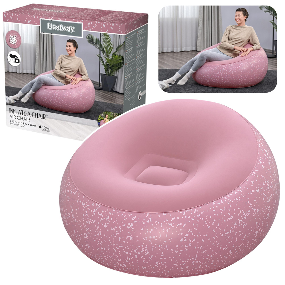 Nafukovací křeslo Bestway Inflate A Chair 75155 růžové 112×112×66 cm