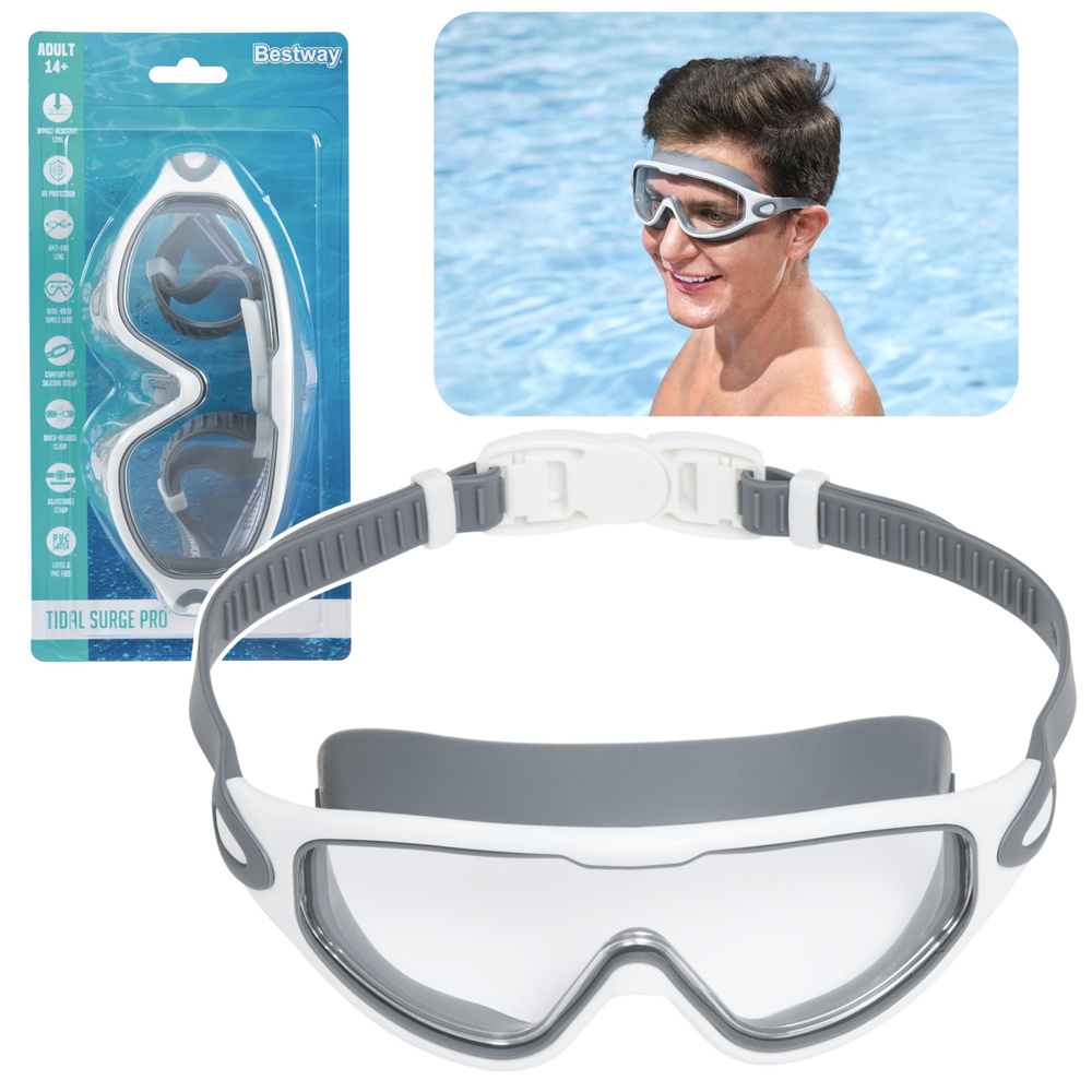 Plavecké brýle Bestway 21194 bílo-šedé, nastavitelné, antifog, UV, 14+