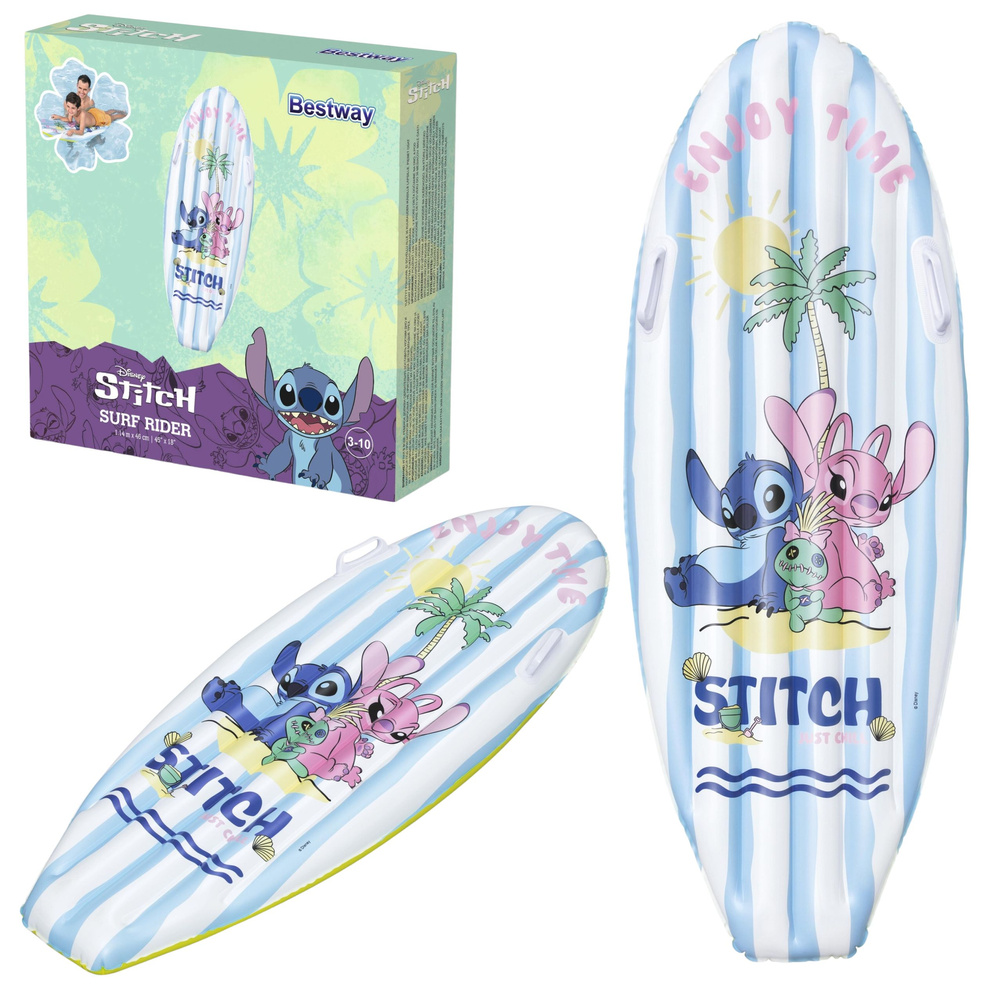 Nafukovací prkno Bestway Surf Rider Disney Stitch 9104V, 114 cm, 2 madla