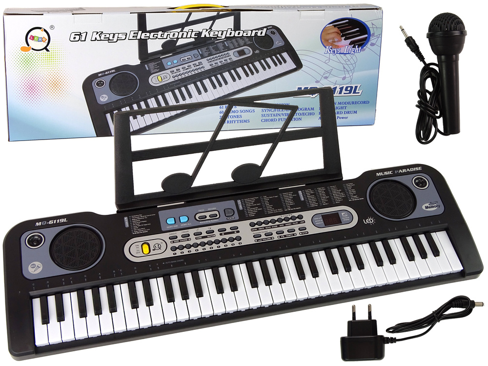 Keyboard s Mikrofonem Hudební Nástroj Černý