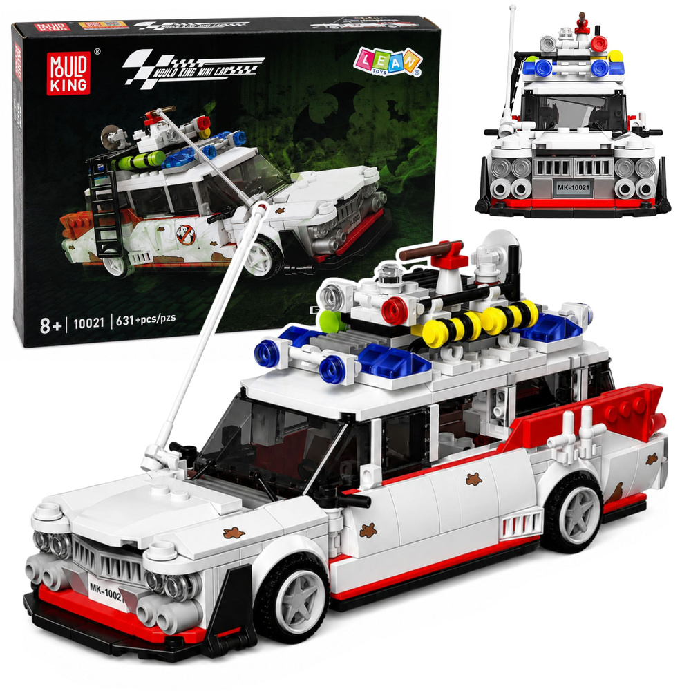 Stavebnicu Ghost Bus – biele auto, 631 dielov z ABS, 23 cm